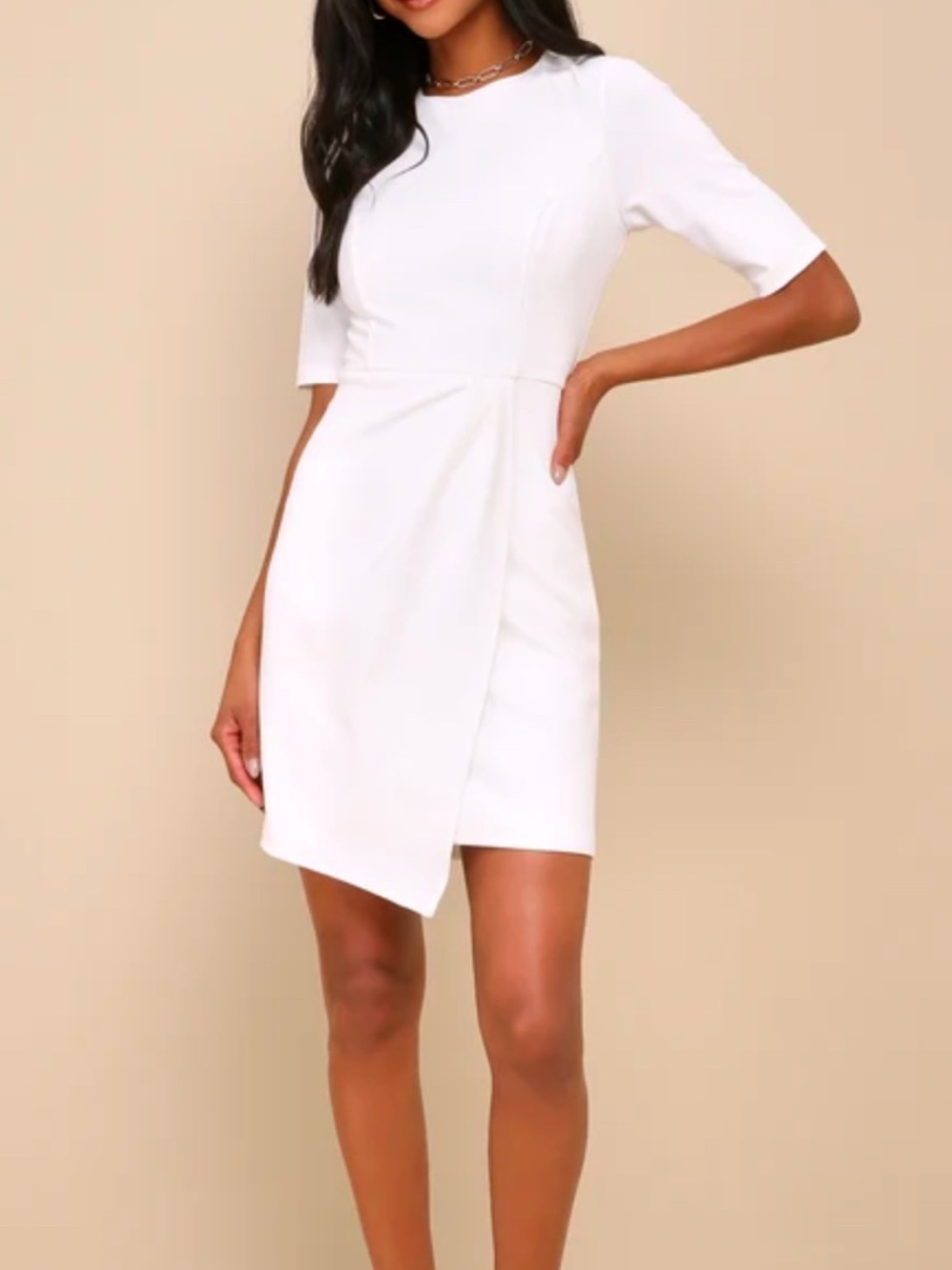 Lulu’s Westwood White Half Sleeve Sheath Dress